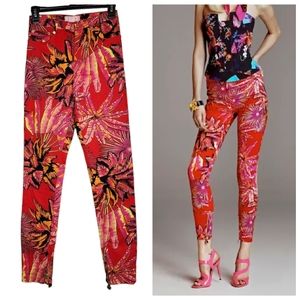 Versace × H&M bright floral jeans pants.  Zipper ankles.  Size 4.